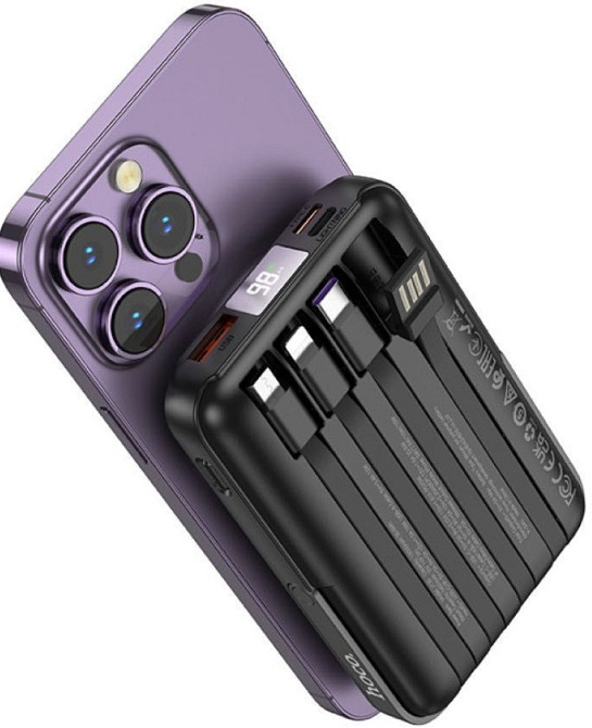 Повербанк Hoco J135 10000mAh MagSafe 15W підставка кабелі. Харків - фото 4