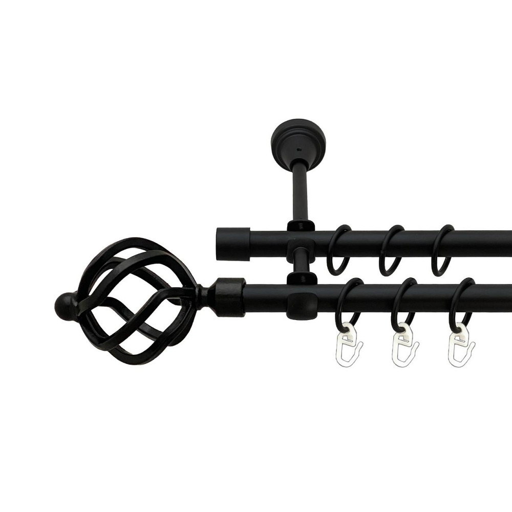 Карниз Orvit Ажур металевий дворядний відкритий гладка труба кільце металеве Чорний Оксамит 16\16 мм 120 см (00-00027176) Львів - фото 1