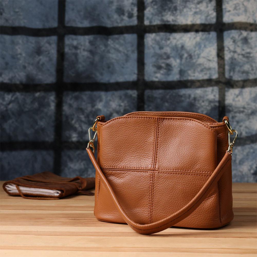 Стильна жіноча сумка на три відділення з натуральної шкіри Vintage 22975 Рудий Київ - фото 10