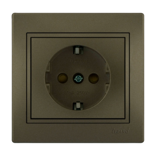 MIRA світло-коричневий перламутр Розетка внутрішня зі вставкою з захистом від дітей Лезард Житомир - изображение 1