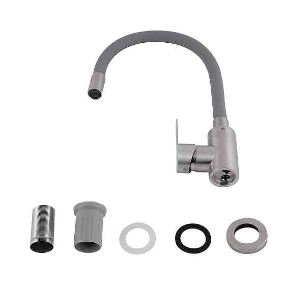 Смеситель для кухни Brinex Pure 015F3 с гибким изливом   Nickel/Grey BRIPUR015F3NKG Киев
