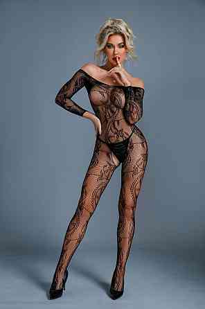 Бодістокінг Caprice Lingerie Model 10 One size Black, мереживо, відкритий доступ, довгий рукав Sex Aura Київ