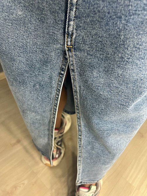 Спідниця жіноча джинсова Moss 505 довга великі розміри з розрізом стрейч блакитна, блакитний, 31, 31, 85 см, 109 см Київ - фото 15