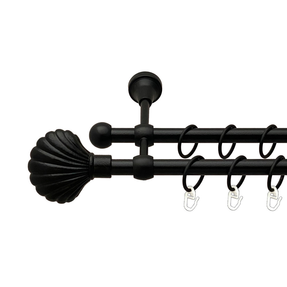 Карниз Orvit Мушля металевий дворядний литий Чорний Оксамит 16\16 мм 160 см (00-00013882) Львов - изображение 1