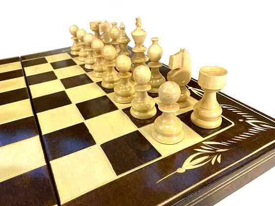 Шахматы, шашки, нарды, шахматная доска для игор 3 в 1 из натурального дерева размер 44.5х44.5 см (XL) Каменец-Подольский