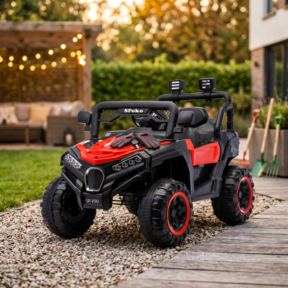 Детский электромобиль багги Spoko SP-V90 Красный двухместный с пультом управления 12V для детей 2-8 лет Мостиска - изображение 7