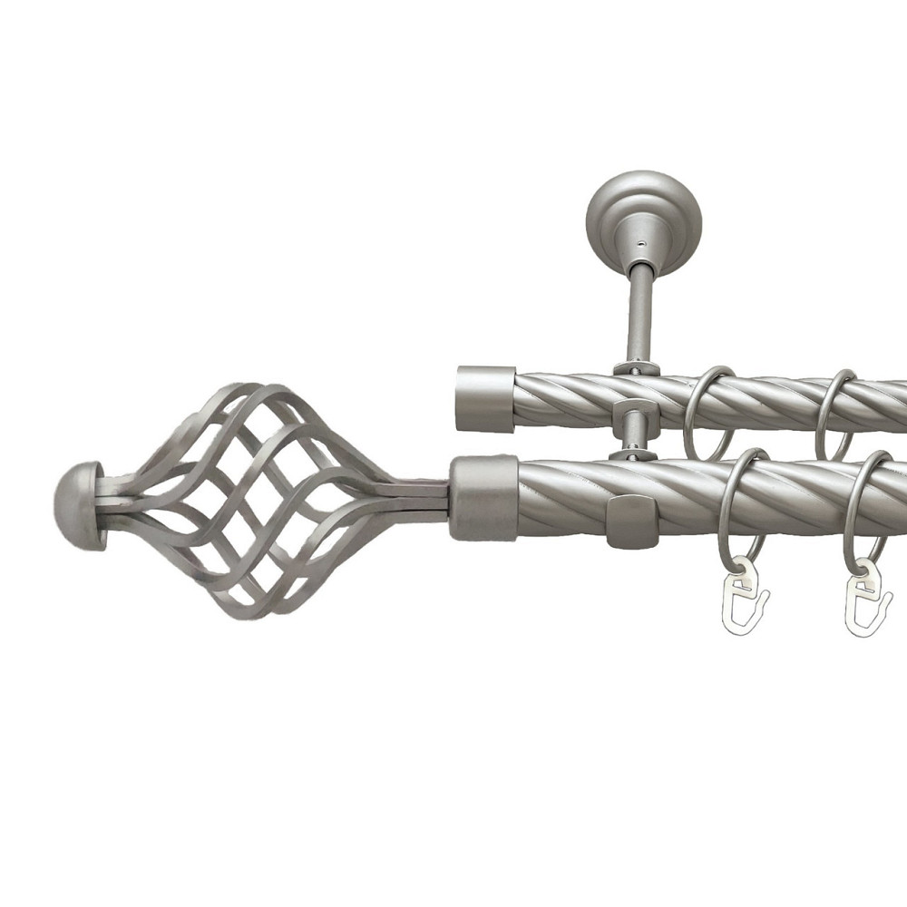 Карниз Orvit Арезо металевий дворядний відкритий скручена труба кільце металеве Сатин 25\19 мм 240 см Львов - изображение 1