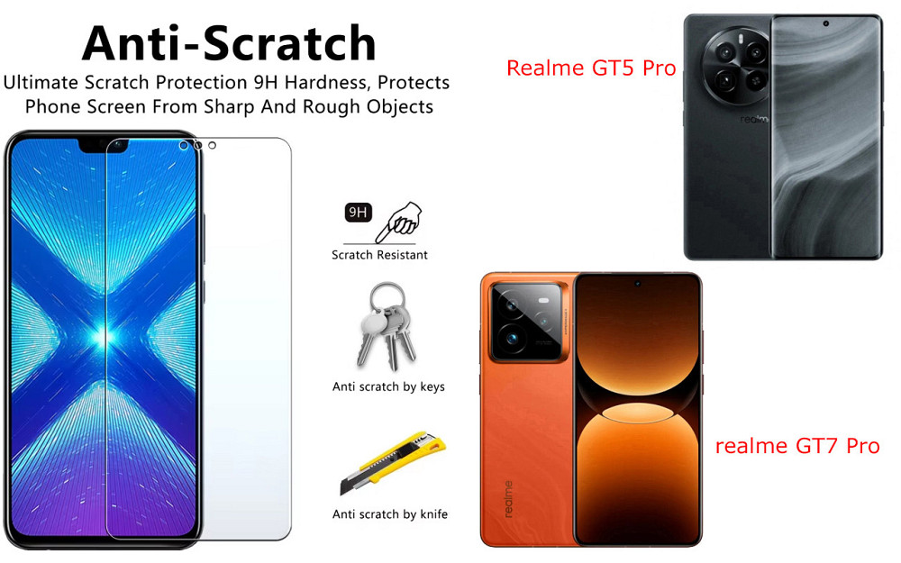Защитное стекло NeoGlass для Realme GT5 Pro, realme GT7 Pro – ультрапрозрачное и устойчивое Киев - изображение 1