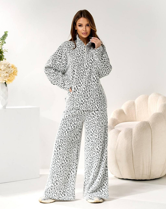 Женский стильный теплый принтованный костюм, альпака принт Белый, 46/48 Одесса - изображение 7