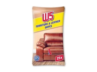 Серветки для шкіряних меблів та виробів зі шкіри W5 Furniture & Leather Wipes 25шт/уп Львів