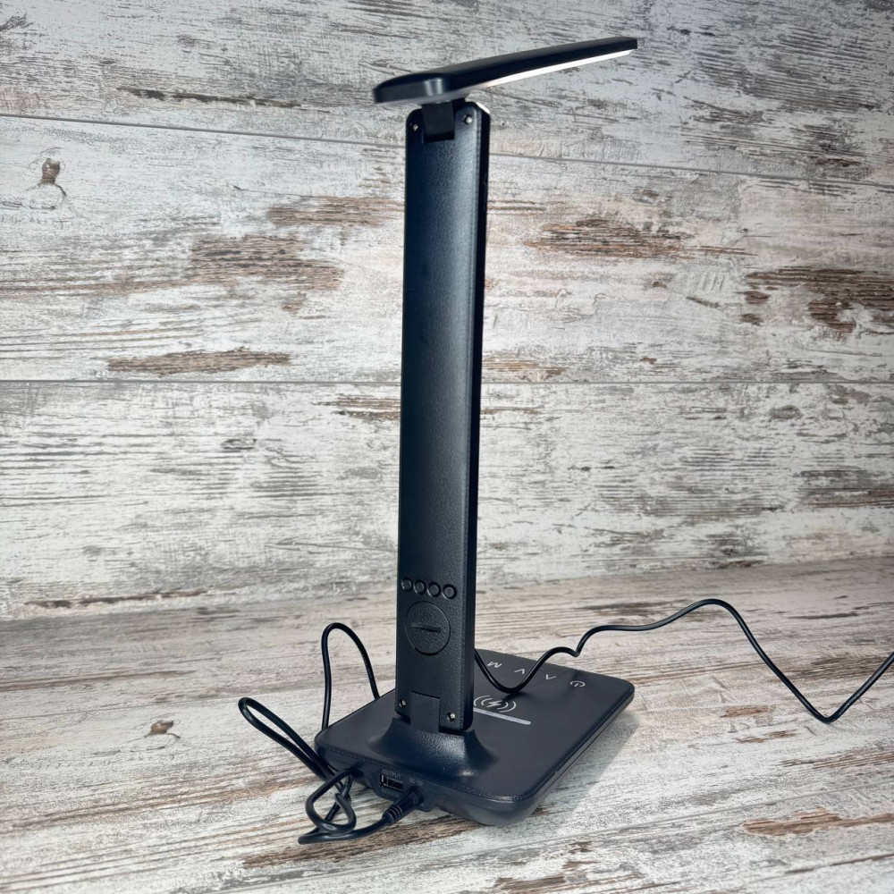 Настольная LED лампа TX26C0 с беспроводной зарядкой 10Вт, ЖК-дисплеем, сенсор, черная Киев - изображение 2