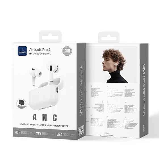 Бездротові навушники TWS WIWU Airbuds Pro 2, ENC+ANC, White Київ