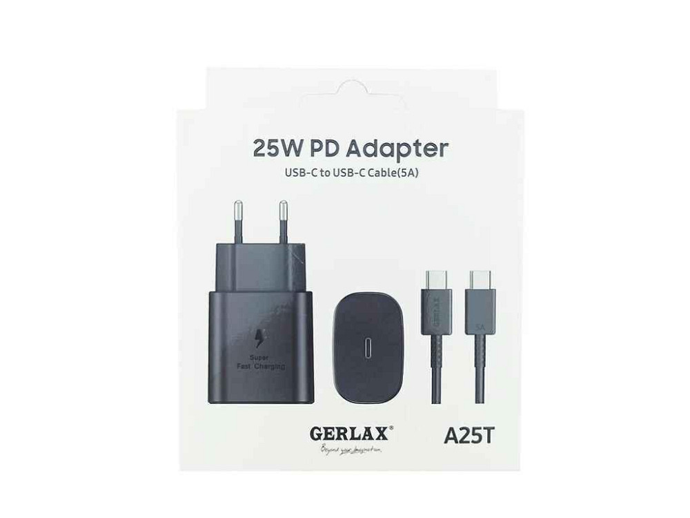 Сетевое зарядное устройство Type-C A25T 3A/QC3.0/PD25W черное ТМ GERLAX Киев - изображение 1
