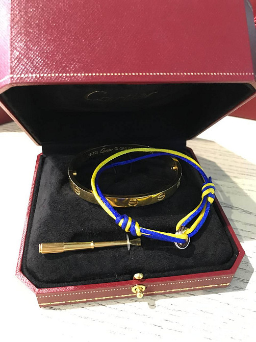 Cartier браслет LOVE з викруткою, покриття золото 18 К. Подарунок — шовкова нитка (відтінок за наявністю) Одеса - фото 2