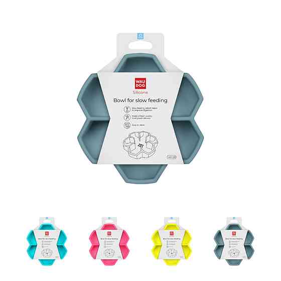 Миска для медленного питания WAUDOG Silicone, 450 мл, серый Киев