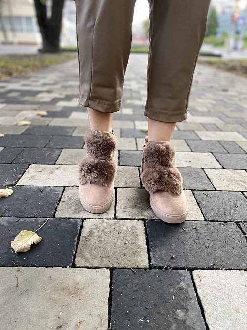 Ботинки LX17-219 хакі эко-замша зима высота 11см подошва 2см (1143) Коломия - фото 3