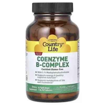Витаминно-минеральный комплекс Country Life Комплекс витаминов группы В, Coenzyme B-Complex, 120 вегетарианс (CLF-06419) Винница