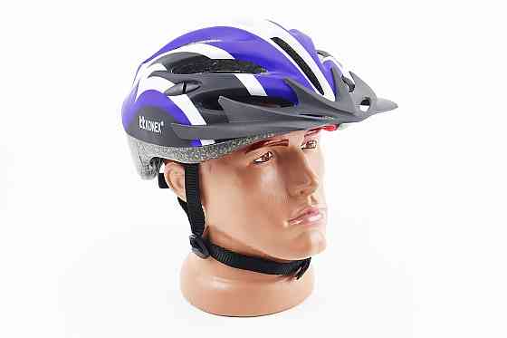 Шолом велосипедний L (54-62 см) знімний козирок, 16 вент. отворів, чорно-біло-синій Київ