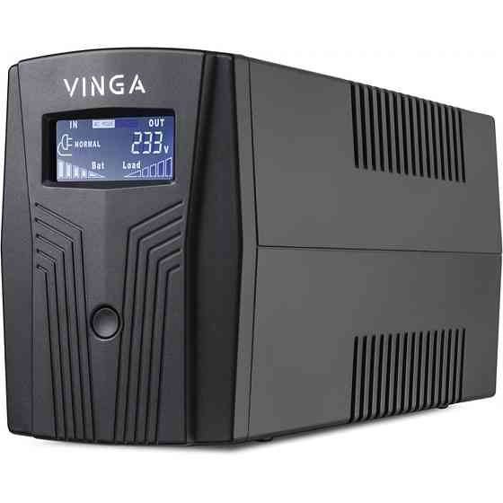 Джерело безперебійного живлення Vinga VPC-800P 800ВА / 480 Вт з LCD-дисплеєм у пластиковому корпусі Киев