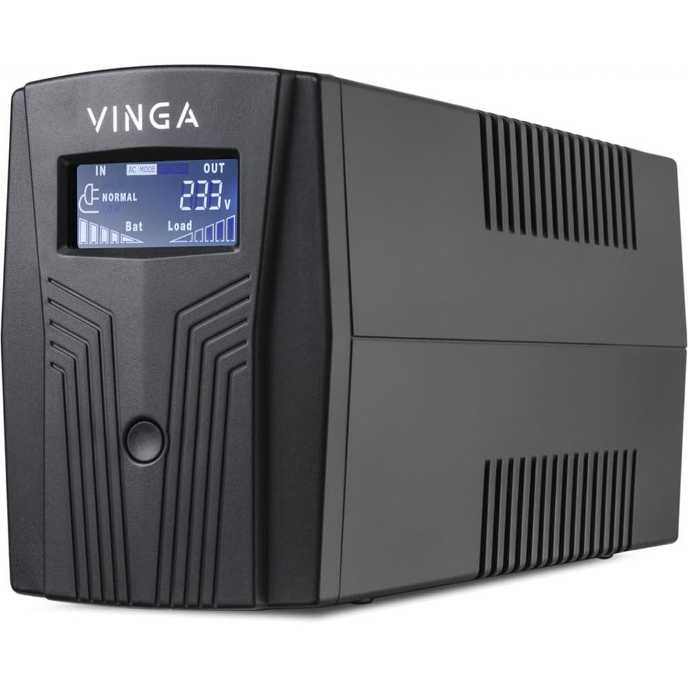 Джерело безперебійного живлення Vinga VPC-800P 800ВА / 480 Вт з LCD-дисплеєм у пластиковому корпусі Киев - изображение 1