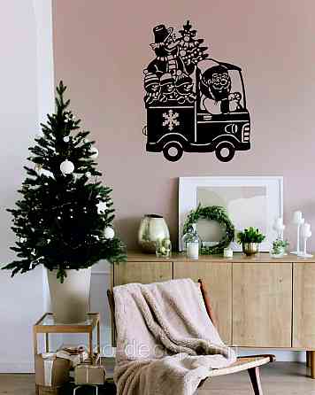 Декоративное настенное Панно «Новый год», Декор на стену 110*83 см, Чёрный Киев