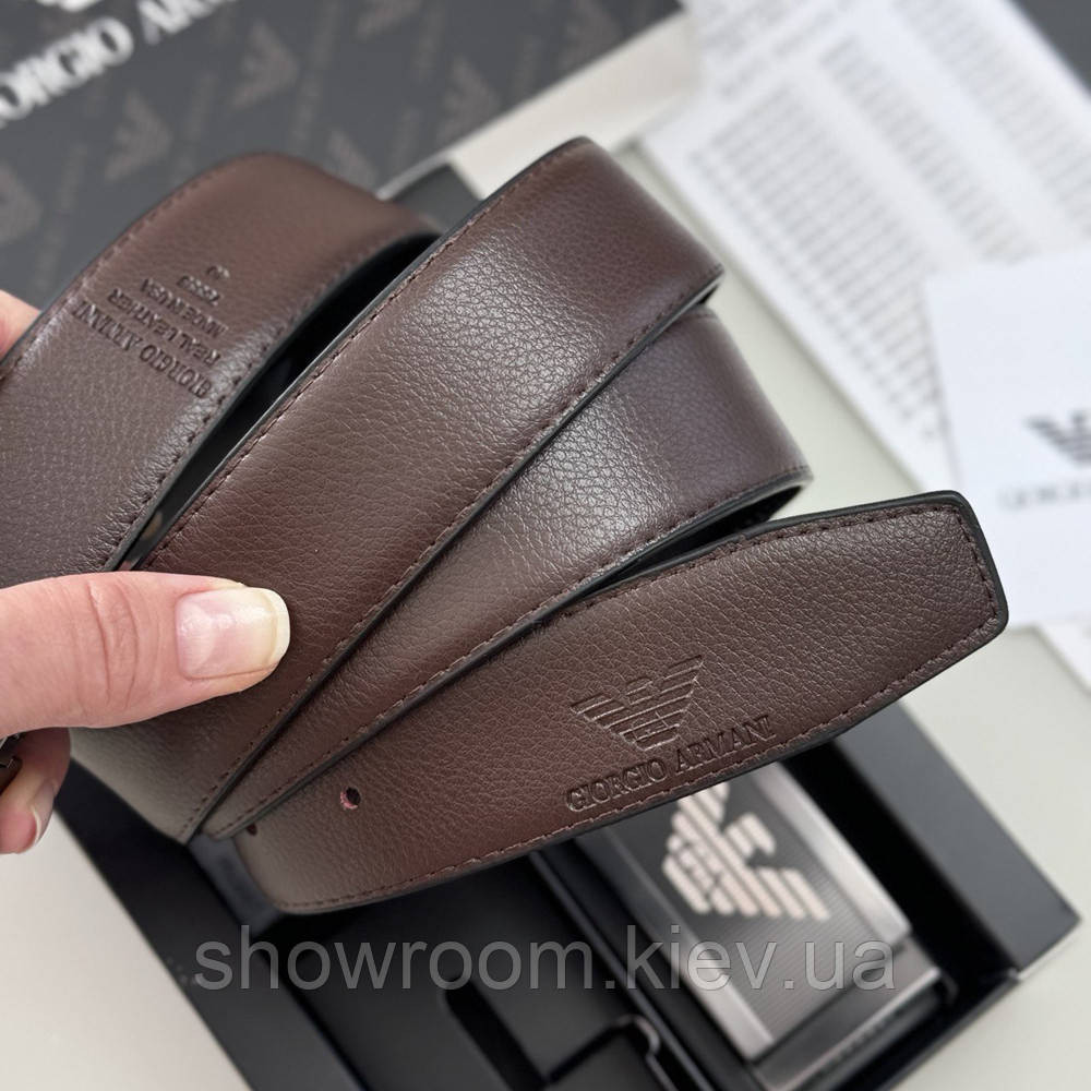 Чоловічий шкіряний ремінь із двома пряжками, подарункова упаковка GA (313) Київ - фото 6