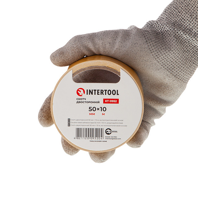 Скотч двусторонний, 10 м, 50 мм, на полипропиленовой основе INTERTOOL KT-0952 Киев - изображение 3