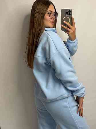 Брендовый теплый спортивный костюм женский Голубой XL-2XL Харьков
