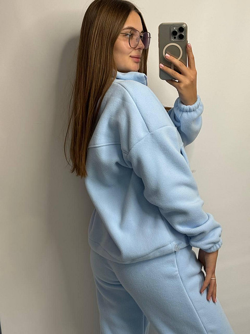 Брендовый теплый спортивный костюм женский Голубой XL-2XL Харьков - изображение 3