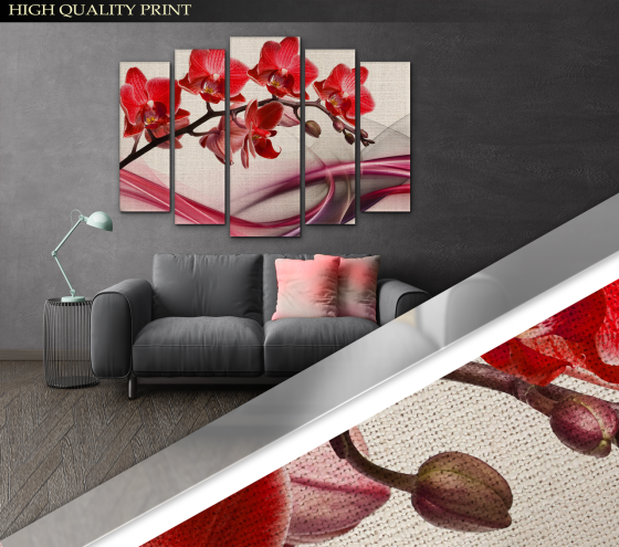 Модульна картина у вітальню / спальню Абстракція Орхідеї Art-419_5 ( 80х118см ) Київ