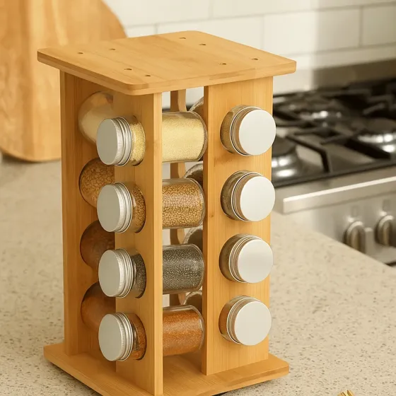 Набор для специй подставка на кухню с банками для специй 16 шт настольная с поворотом на 360 Каменец-Подольский