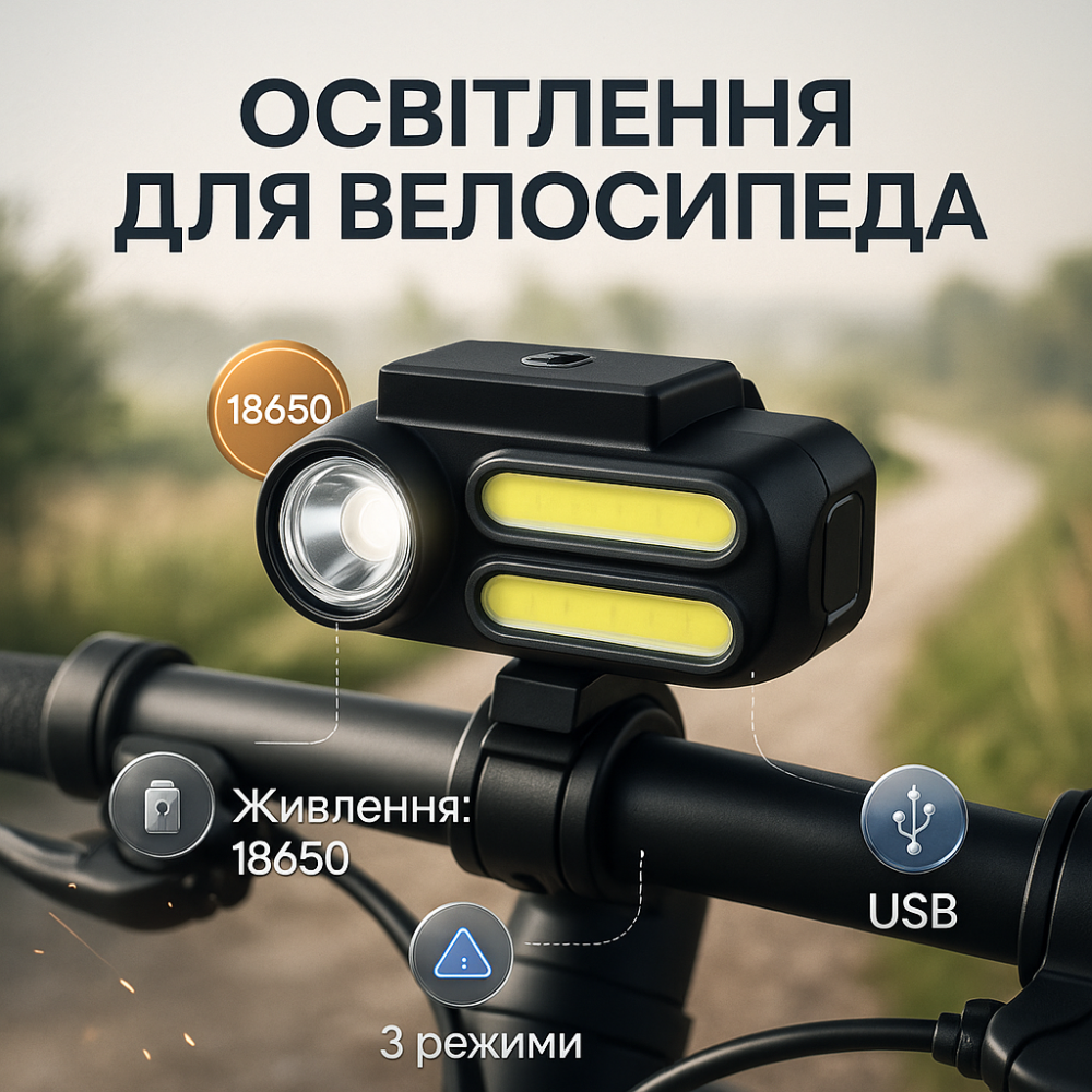 Фара с аккумулятором на руль велосипеда, Мощный велофонарь в алюминиевом корпусе, Фонарик велофонарь KW-26 Львов - изображение 4