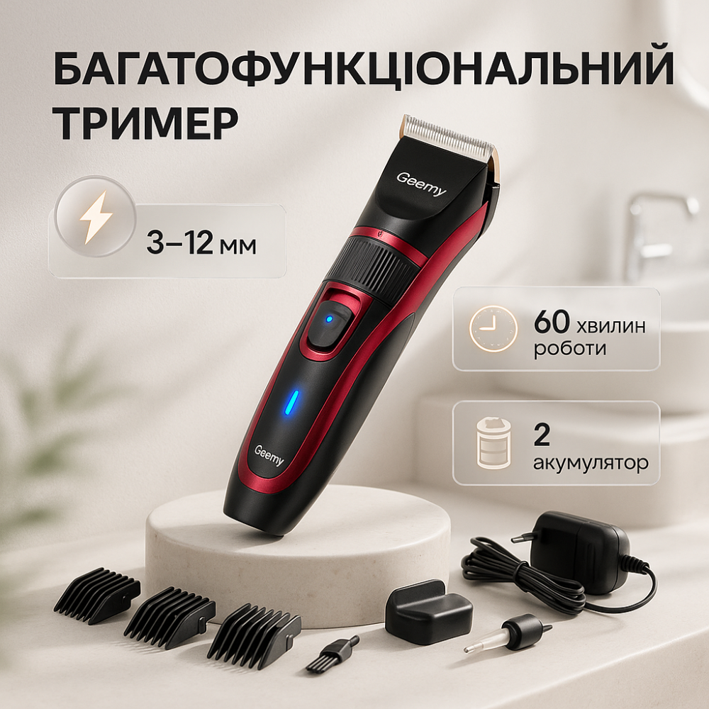 Аккумуляторная машинка для мужской стрижки с керамикой, Машинка для стрижки волос без кабеля NF-65 Львов - изображение 18
