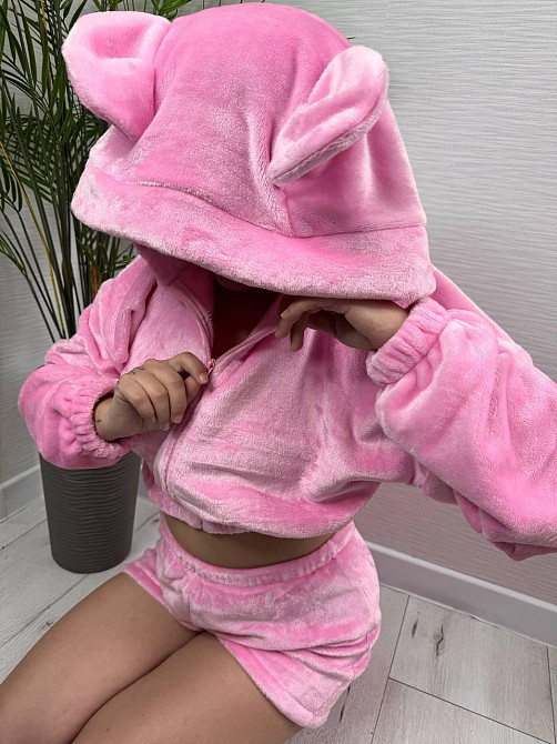 Жіноча тепла повсякденна махрова піжама щільна двостороння махра Барбі Одеса - фото 5