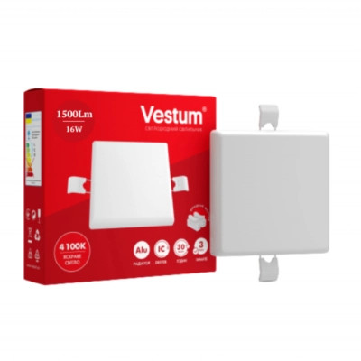 Светильник Vestum LED "без рамки" квадрат 16W 4100K (1-VS-5513) Винница - изображение 1