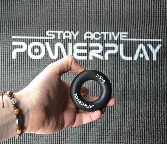 Еспандер кистьовий силіконовий PowerPlay PP-4324 Hand Grip Ring Hard 25 кг. Чорний Кам'янське