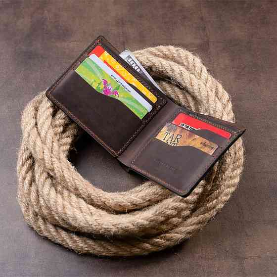 Тонке горизонтальне портмоне Cardi без застібки в матовій шкірі GRANDE PELLE 11310 Коричневе Київ