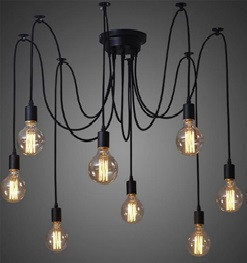 Підвісна люстра павук чорна 8 ламп Е27 Spider 149-8 Одеса - фото 2