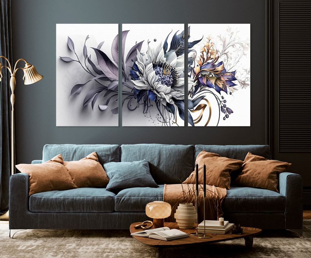 Модульна картина у вітальню/ спальню  Квіти   ART-131_3A 70х130 см Київ - фото 3