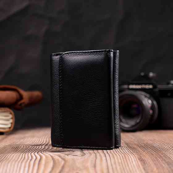 Женский горизонтальный кошелек из натуральной кожи ST Leather 19477 Черный Киев