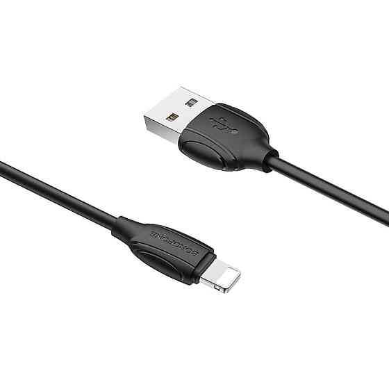 Кабель BOROFONE BX19 USB - Lightning 2.4A, 1m, PVC, TPE конектори, колір чорний BX19LB Одеса