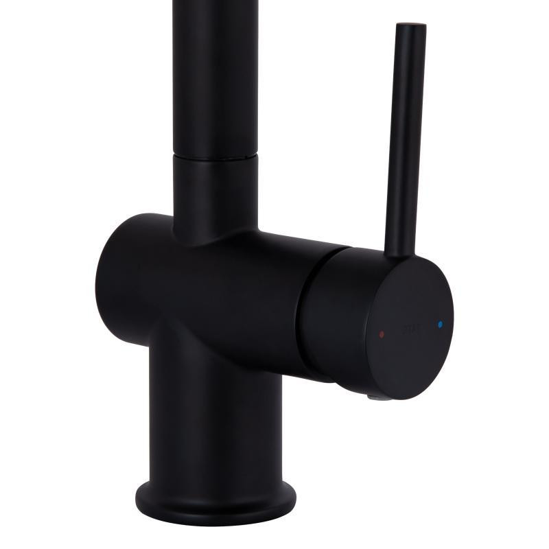 Смеситель для кухни Qtap Rozcesti с выдвижным изливом с подключением для питьевой воды QTROZ366BLM45940 Black Харьков - изображение 4