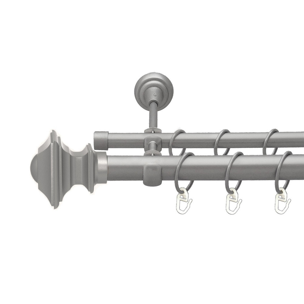 Карниз Orvit Борджеза металевий дворядний відкритий гладка труба кільце металеве Сатин 25\16 мм 240 см Львов - изображение 1