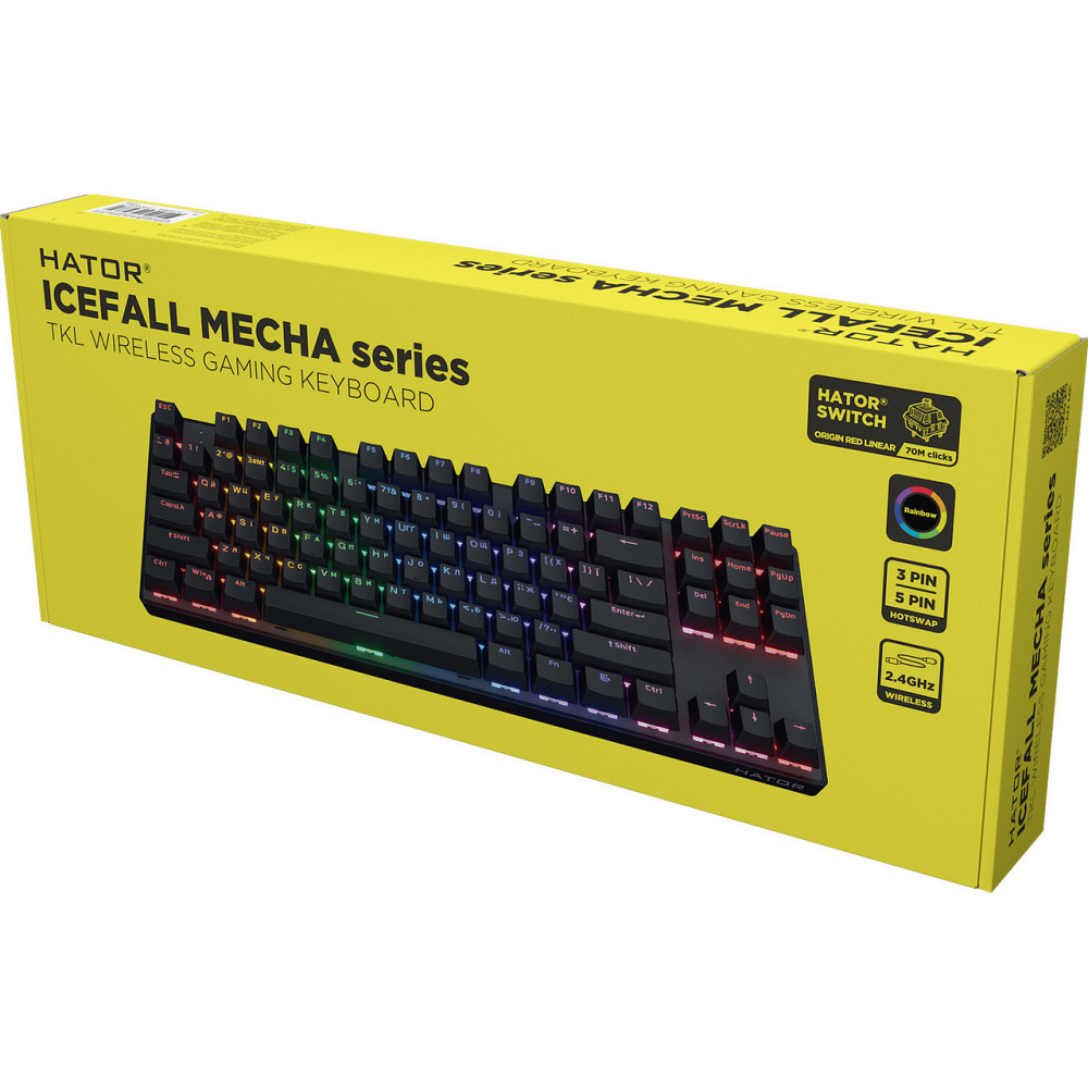 Клавіатура Hator Icefall Mecha TKL Wireless Rainbow Black (HTK287UA) ( Чорний ) Харьков - изображение 6