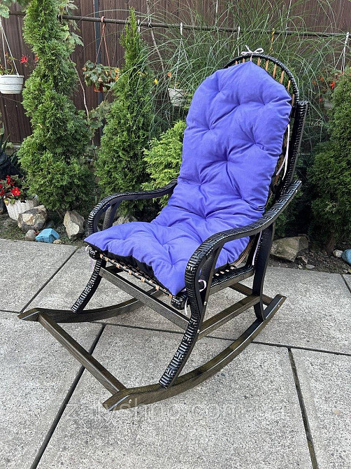 Крісло качалка чорна з синьою накидкою Київ - фото 1