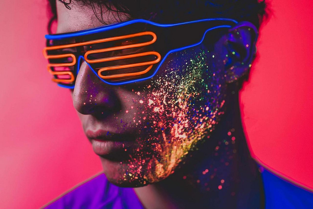 Окуляри LED B097BNFJ67 синьо-оранжеві 3 режими (постійне/повільне/швидке) світлодіодні окуляри для вечірок, DJ, фестивалів Київ - фото 5