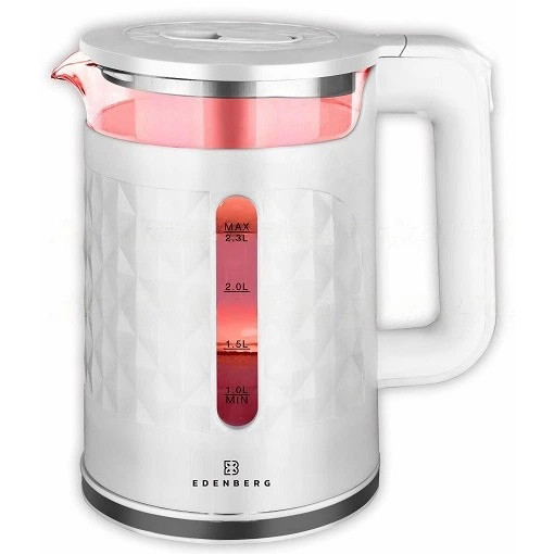 Електрочайник скляний Edenberg EB-83559 2.3л 1500Вт White WV-83 Львів - фото 1
