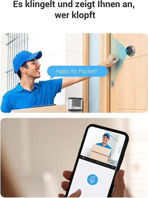 Відеодзвінок EZVIZ DP2C WiFi, Дверний дзвінок з камерою акумуляторний, монітор 4,3", PIR-сенсор, 155° огляд, дверне вічко Київ - фото 4