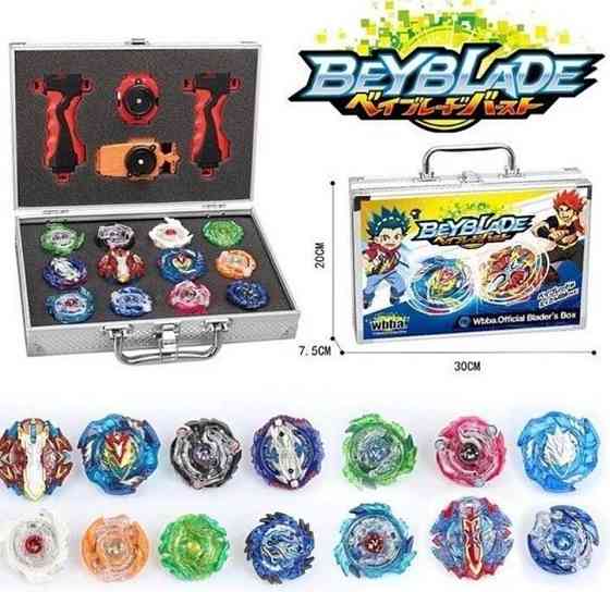Набор бейблейдов 12 дзиг, металлические элементы, 2 запуска, в чемодане. Харьков