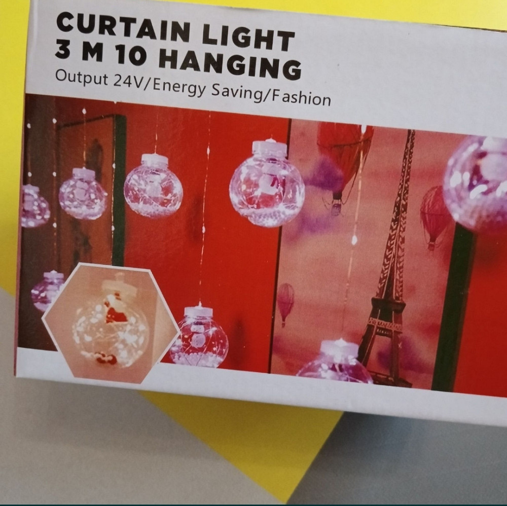 Светодиодная гирлянда бахрома с шарами Xmas Copper Curtain ball lamp ПОДАРОК 3*1,5м Теплый белый Киев - изображение 6